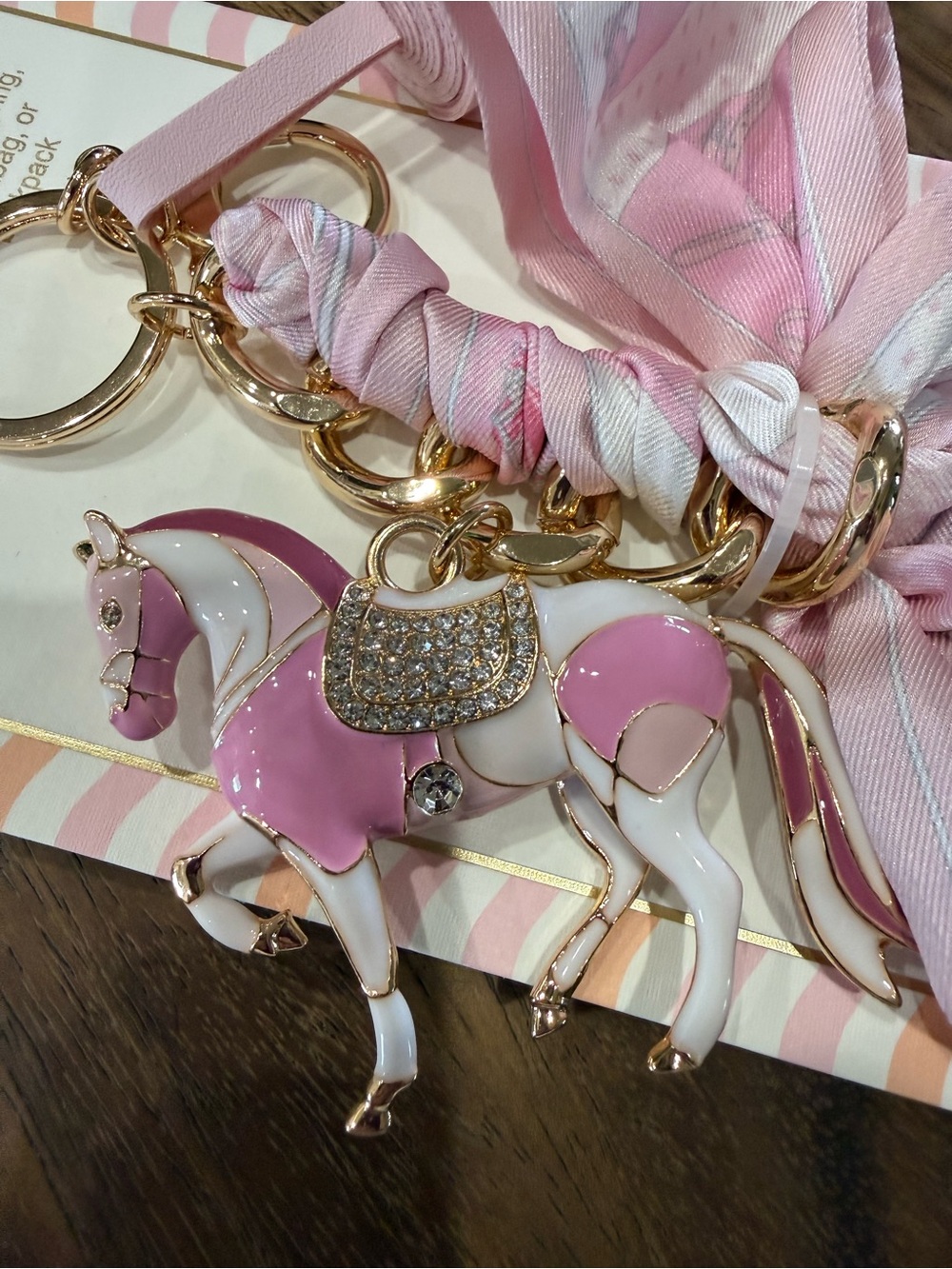 Piper K Pink Elephant Tassel Scarf Keychain - Picture 2 of 5